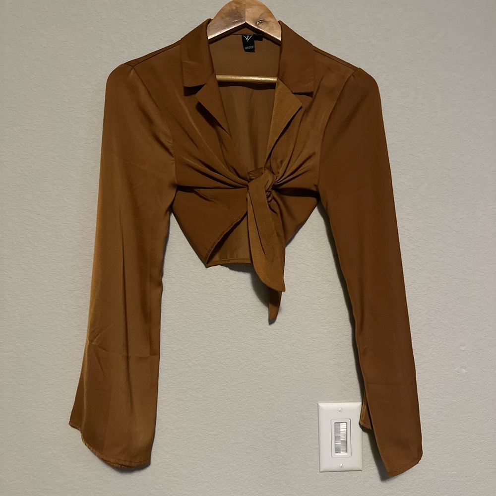 Windsor Chestnut Tie-Front Blouse